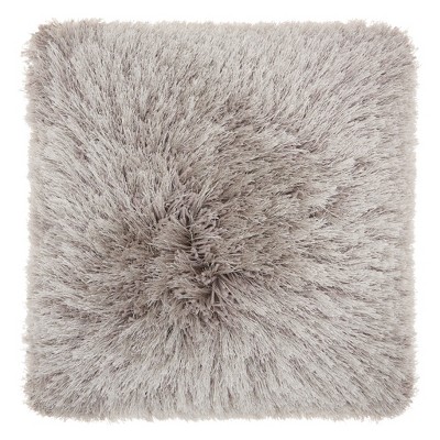 HomeRoots 20" Light Gray Shag Accent Throw Pillow
