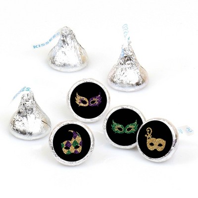 Big Dot of Happiness Mardi Gras - Masquerade Party - Round Candy Sticker Favors - Labels Fit Hershey's Kisses (1 sheet of 108)