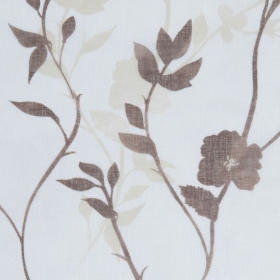 Brown Floral Sheer Polyester Window Curtain Panels, 52 x 108 Inches