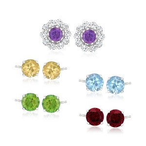 Ross-Simons 6.50 ct. t.w. Multi-Gemstone Jewelry Set: 5 Pairs Of Stud Earrings With Earring Jackets in Sterling Silver - 1 of 4