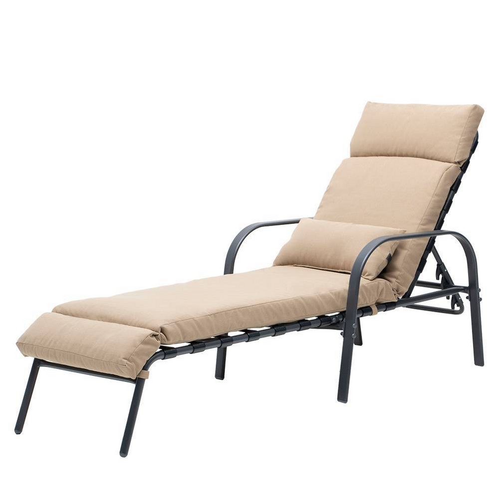 Photos - Garden Furniture Adjustable Chaise Lounge Chair with Cushion & Pillow - Tan - Crestlive Products: Steel Frame, UV-Resistant Patio Furniture