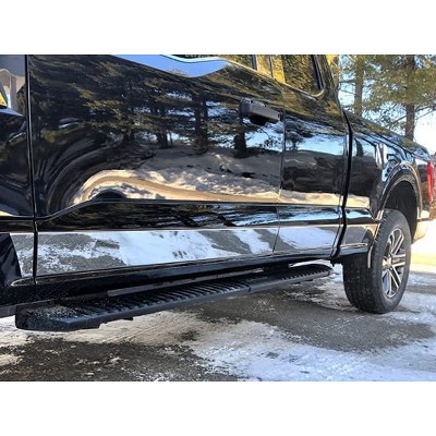 QAA TH61302 is a 12 Piece Stainless Steel Rocker Panel Trim, Upper Kit, 5" Width That is Compatible with The Ford F-150 2021-2022