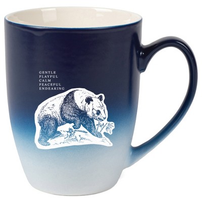Elanze Designs 12 Ounce Ceramic Decorative Laser Engraved Giftable Novelty Tea Coffee Cup Mug Navy Blue and White Panda Gentle Playful Calm Peaceful