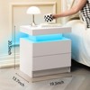 TiramisuBest LED Nightstands 2 Drawer Dresser Acrylic Board Bedside Table RGB Remote Control Bedroom Living Room End Furniture - 4 of 4