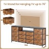 12-Drawer Fabric Dresser, 63 inch Extra-Long TV Stand Media Console with LED Lights, Sturdy Metal Frame Storage Organizer for Bedroom Living Room - 2 of 4