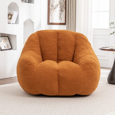 Teddy Fabric Bean Bag Chair with Tufted Foam Filling, Cozy Fluffy Sofa for Dorms and Living Rooms, No Assembly Required-Baofuwish