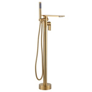 WOWOW Brass Freestanding Bathtub Faucet Single-Handle Floor Mount Bath Tub Faucet with Hand Shower - 1 of 4