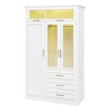 ORRD White 4-Door Wardrobe Closet with LED Lighting and 3 Drawers - 4 of 4