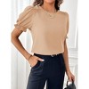 Womens Blouse Summer Tops Keyhole Back Short Ruffled Lantern Sleeve Blouse Summer Business Tops Elegant Formal Tops for Women - 4 of 4