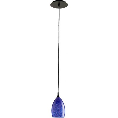 Cobalt Blue Glass Pendant Light with Old World Finish