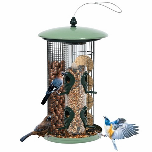 Bird Feeders, Vivace Hanging Bird Feeder with Drop-Down Tech, Easy to Fill  Metal Bird Feeder 12 Tube Bird Feeder for Outdoors Hanging, 4 Ports, with