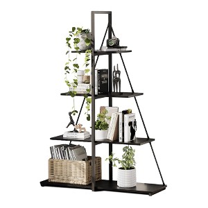Sailboat Shaped Bookshelf, Book Shelf, 4-Tier Ladder Design, Sturdy Free-Standing Storage Shelves - 1 of 4