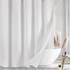 Home Mart Goods 71" x 71" - White Fabric Textured Glam luxury Shower Curtain With 12 Metal Hooks - 2 of 4