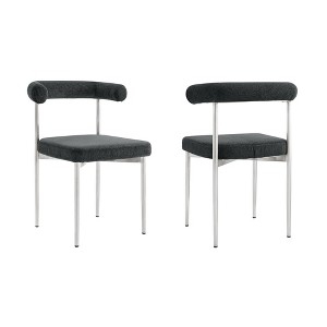 Armen Living Set of 2 Shannon Brushed Stainless Steal and Fabric Dining Chairs Charcoal - 1 of 4