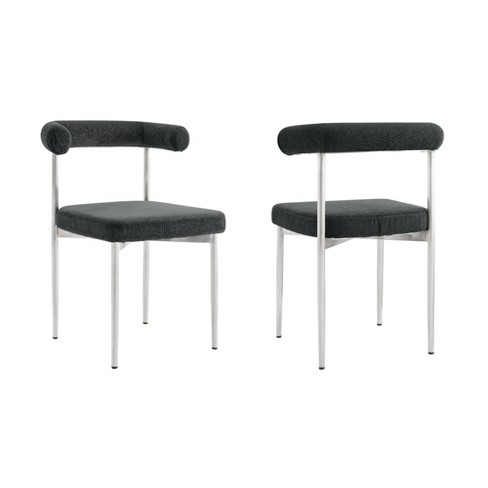 Armen Living Set of 2 Shannon Brushed Stainless Steal and Fabric Dining Chairs Charcoal - image 1 of 4