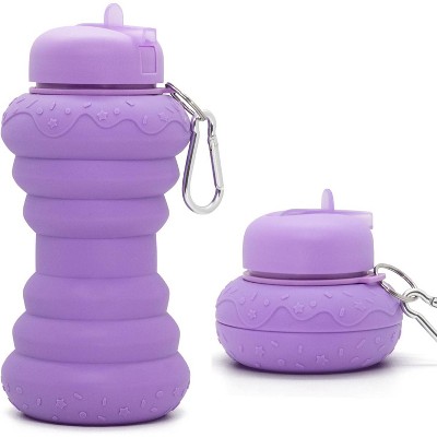 MaseiKar Collapsible Water Bottle Reusable Silicone Water Bottles for Travel Sports Gym Camping Hiking Essentials Doughnut Style 20oz BPA Free