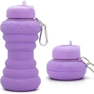 MaseiKar Collapsible Water Bottle Reusable Silicone Water Bottles for Travel Sports Gym Camping Hiking Essentials Doughnut Style 20oz BPA Free - 1 of 4