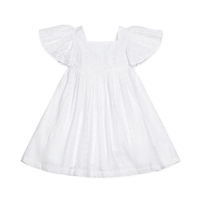 Hope & Henry Girls' Flutter Sleeve Eyelet Empire Dress, Infant, 1 of 5