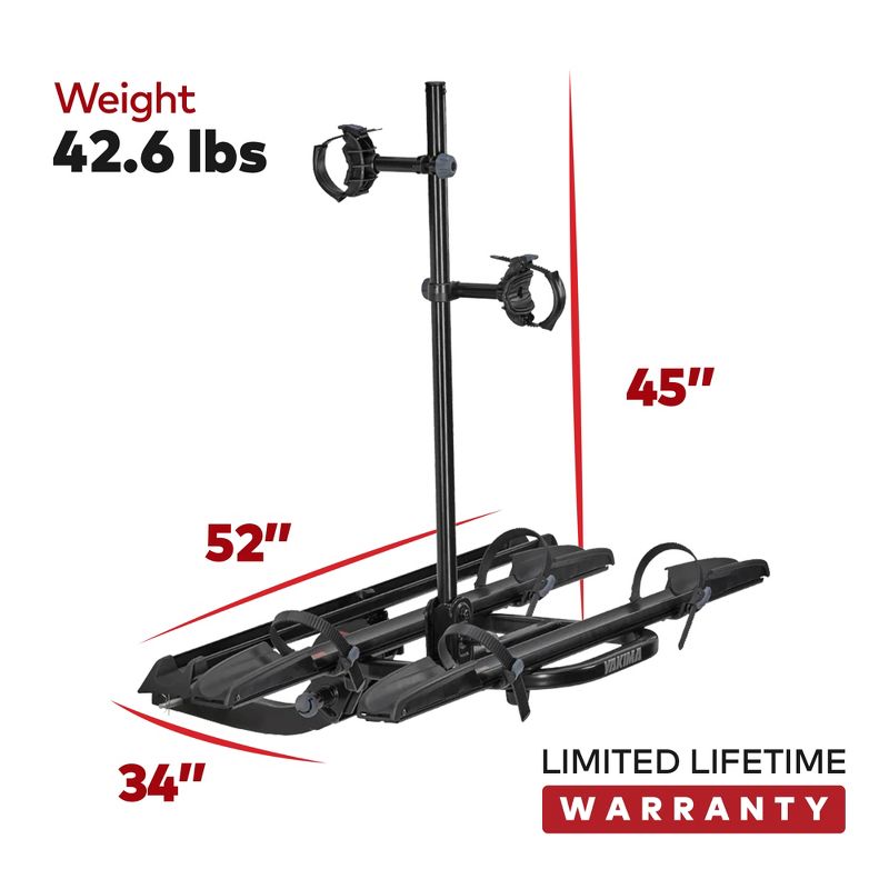 Yakima OnRamp 2 Inch EBike Hitch Mounted Bike Rack Holds 2 Bicycles up to 66 Pounds Each Compatible with Yakima BackSwing and StraightShot, Black, 2 of 7