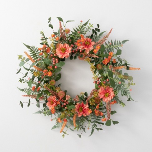 Sullivans Artificial Dahlia Berry Wreath 25