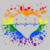 Adult Design By Humans Pride Heartbeat EKG Splatter By LegatoTendo T-Shirt - 2 of 2