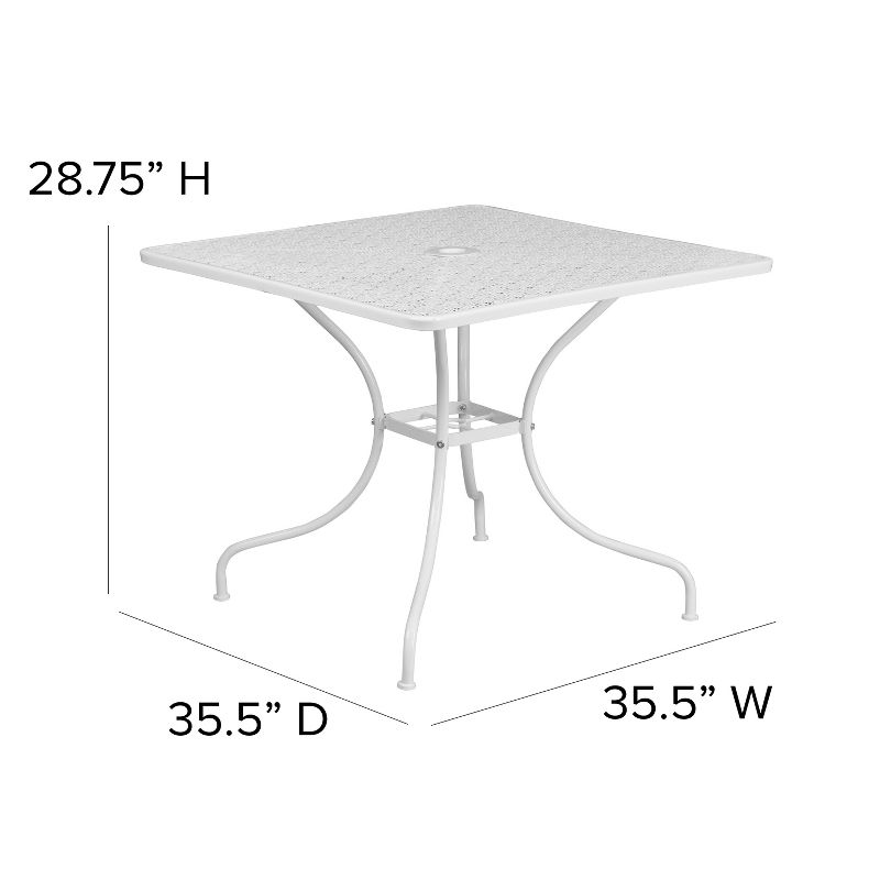Emma and Oliver Commercial Grade 35.5" Indoor-Outdoor Steel Patio Table with Umbrella Hole, 4 of 8