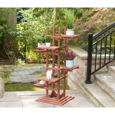 60" H Novelty Wood Planter Stands And Holders - Brown - Leisure Season