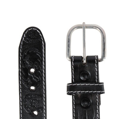 CTM Boy's Leather Rodeo Tooled Western Belt - image 3