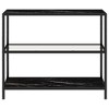 vidaXL Shelf Transparent and Black Marble 39.4 in.x14.2 in.x35.4 in. Tempered Glass - 3 of 4