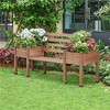Yaheetech 2 in 1 Outdoor Solid Wood Double-bench for Patio Backyard Brown - 2 of 4