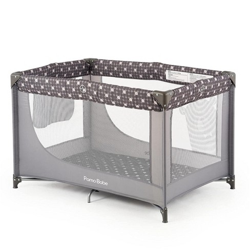 Pamo Babe Travel Foldable Portable Bassinet Baby Infant Comfortable Play Yard Crib Cot With Soft Mattress Breathable Mesh Walls And Carry Bag Gray Target