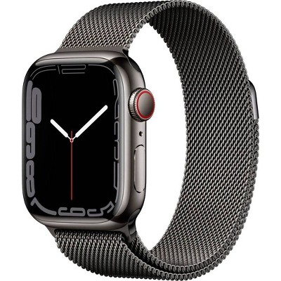 Apple Watch Series 7 GPS+Cellular, 41mm Graphite Stainless Steel Case with Graphite Milanese Loop(2021, 7th Generation) - Target Certified Refurbished