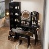 Vanity Table Set with Mirror, Cushioned Stool, 2 AC + 2 USB Power Station, LED Mirror, Touch Control, 3-color, Brightness adjustable, Large Desktop - 4 of 4