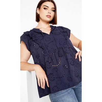 Women's Plus Size Casey Top - navy | CITY CHIC