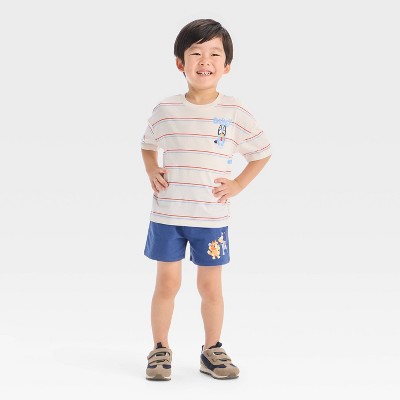 Toddler Boys' 2pc Bluey Americana Short Sleeve T-Shirt and Shorts Set - Blue/White