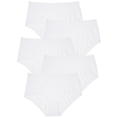 Comfort Choice Women's Plus Size Stretch Cotton Brief 5-pack - 10, White :  Target