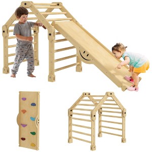 NAYSAYE Playground Slide Toddler Climbing Playset with Foldable Pikler Ramp and Seesaw for Indoor Gym, Multicolor, 27.6"*35"*34.6" - 1 of 4