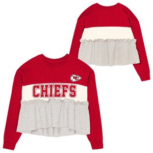 NFL Kansas City Chiefs Girls' Crew Neck Fleece Sweatshirt - 1 of 3