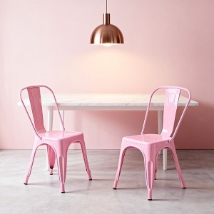 IHOMEADORE 18Inch High Gloss Pink Industrial Metal Dining Chairs set of 2 - 1 of 4