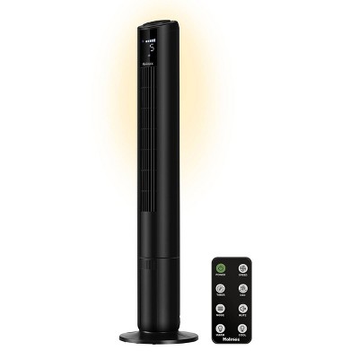 Holmes 42" Digital Oscillating Built-In Accent Light 5 Speed Tower Fan with Clear Read Display and Remote Control Black