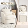 33"W Swivel Barrel Chair Accent Chair Round Sofa Chair Club Chair Leisure Arm Chair with Cushion, Teddy/PU-ModernLuxe - 3 of 4