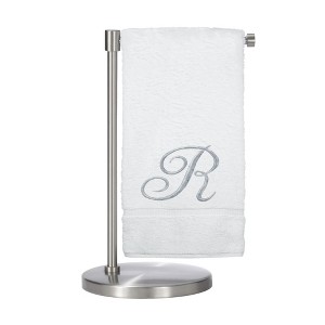 BC BARE COTTON Monogrammed Bath Towel, Personalized Gift, 27 x 54 inches - Set of 2 - White - Silver Script - 1 of 1