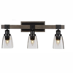 Toltec Lighting Tacoma 3 - Light Vanity in  Black/Painted Wood with 4.5" Square Clear Bubble Shade - 1 of 1