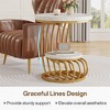 COWLOWN Round End Table with 2-Tier Storage, Wood & Arc Metal Frame, Side Table for Bedroom or Living Room - 4 of 4