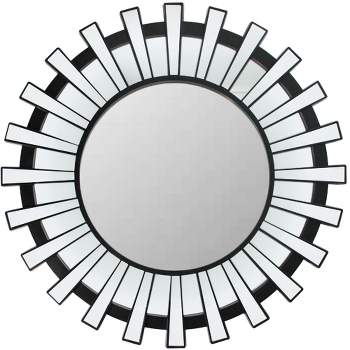 Northlight 25.5" Black Sunburst Round Wall Mounted Mirror