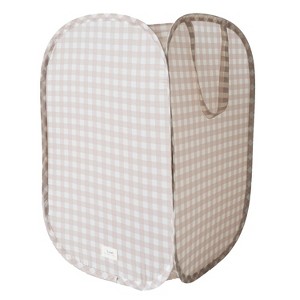 3 Sprouts Baby & Kids Recycled Fabric Pop-up Laundry Hamper - Gingham Beige - 1 of 4
