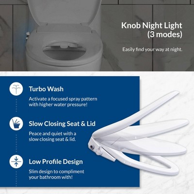 BB-500 White Heated Elongated Smart Bidet Toilet Seat