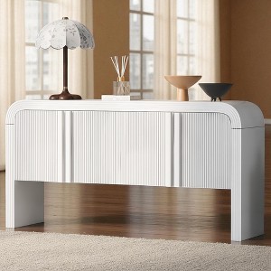 63-Inch Wave-Pattern Console Table with 4 Doors, Adjustable Shelf,Sideboards, Curved Sofa Table for Living Room, Entryway & Hallway - 1 of 4