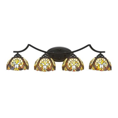 Toltec Lighting Zilo 4 - Light Vanity in  Matte Black with 7" Ivory Cypress Art Glass Shade
