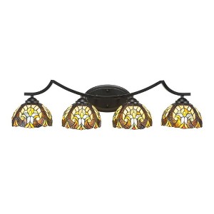 Toltec Lighting Zilo 4 - Light Vanity in  Matte Black with 7" Ivory Cypress Art Glass Shade - 1 of 1